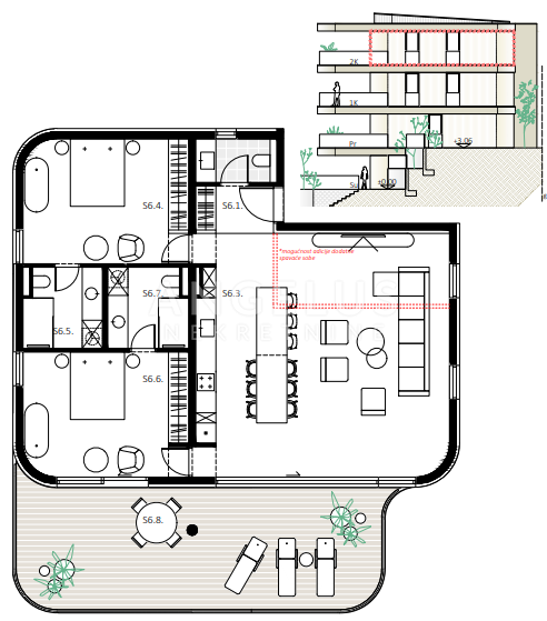 3 rooms, Apartment, 126m², 2 Floor
