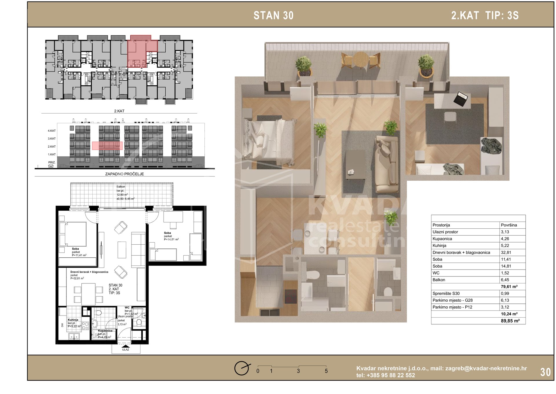 3 rooms, Apartment, 90m², 2 Floor