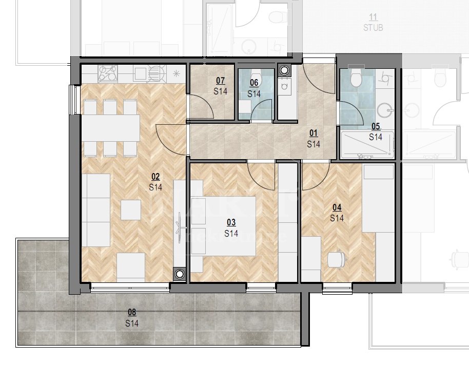 3 rooms, Apartment, 68m², 1 Floor