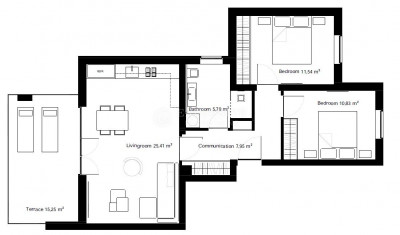 3-locale, Appartamento, 69m², 1 Piano