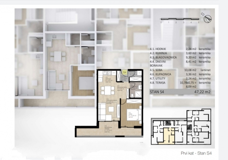 2 rooms, Apartment, 47m², 1 Floor