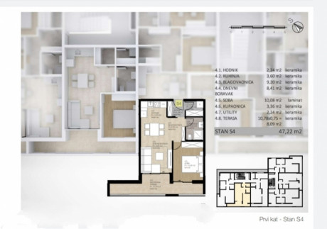 3-Zi., Wohnung, 61m², 1 Etage
