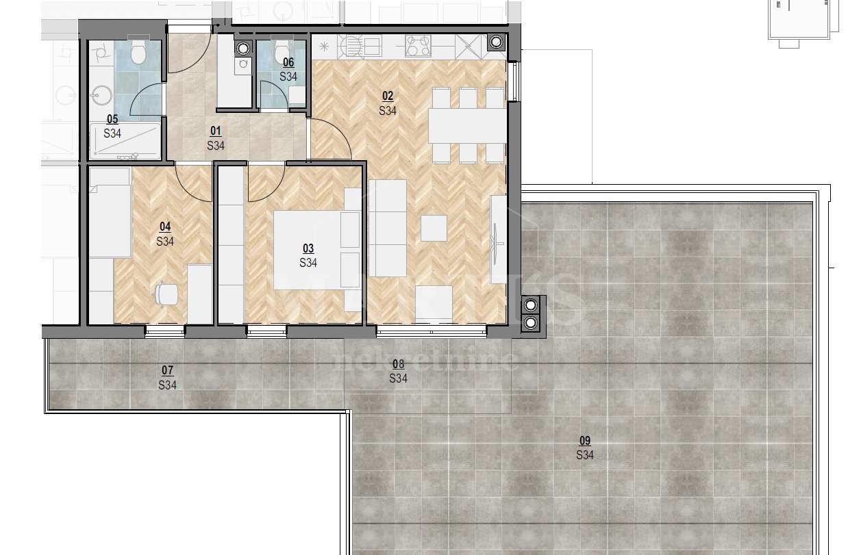 3 rooms, Apartment, 87m², 3 Floor