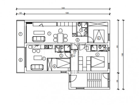 2 rooms, Apartment, 44m², 1 Floor