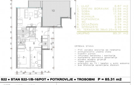 3 rooms, Apartment, 80m², 3 Floor