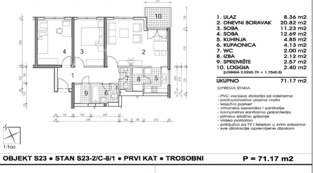 3 rooms, Apartment, 70m², 1 Floor
