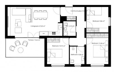 4-locale, Appartamento, 69m², 1 Piano