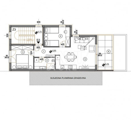 3-Zi., Wohnung, 59m², 2 Etage