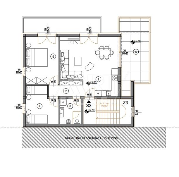3 rooms, Apartment, 72m², 2 Floor