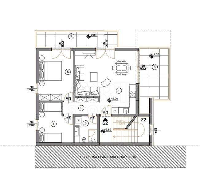 3-locale, Appartamento, 77m², 1 Piano