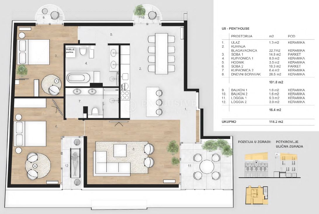 3 rooms, Apartment, 118m², 3 Floor