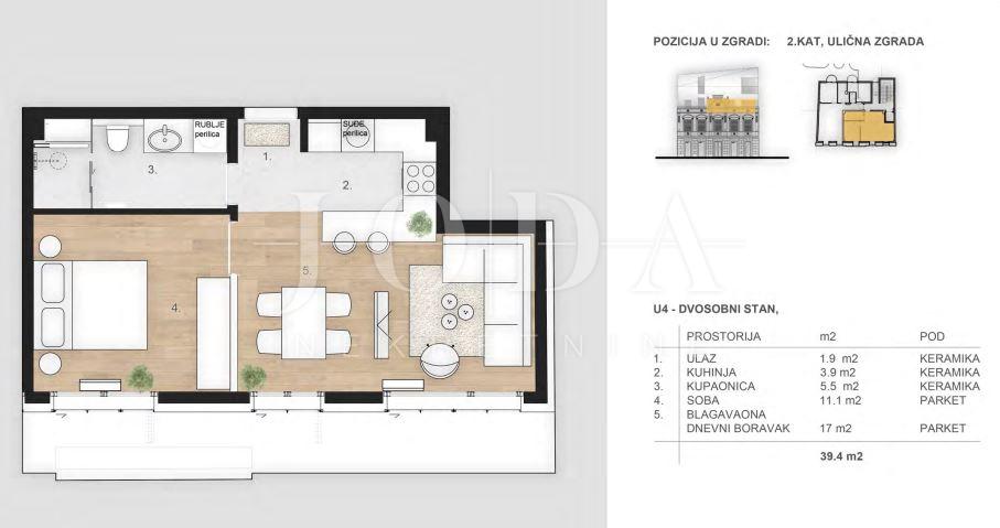 2 rooms, Apartment, 39m², 2 Floor