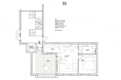 1-locale, Appartamento, 62m², 4 Piano
