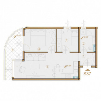 3 rooms, Apartment, 53.30m², 2 Floor