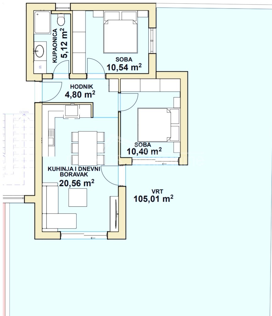 2 rooms, Apartment, 51m²