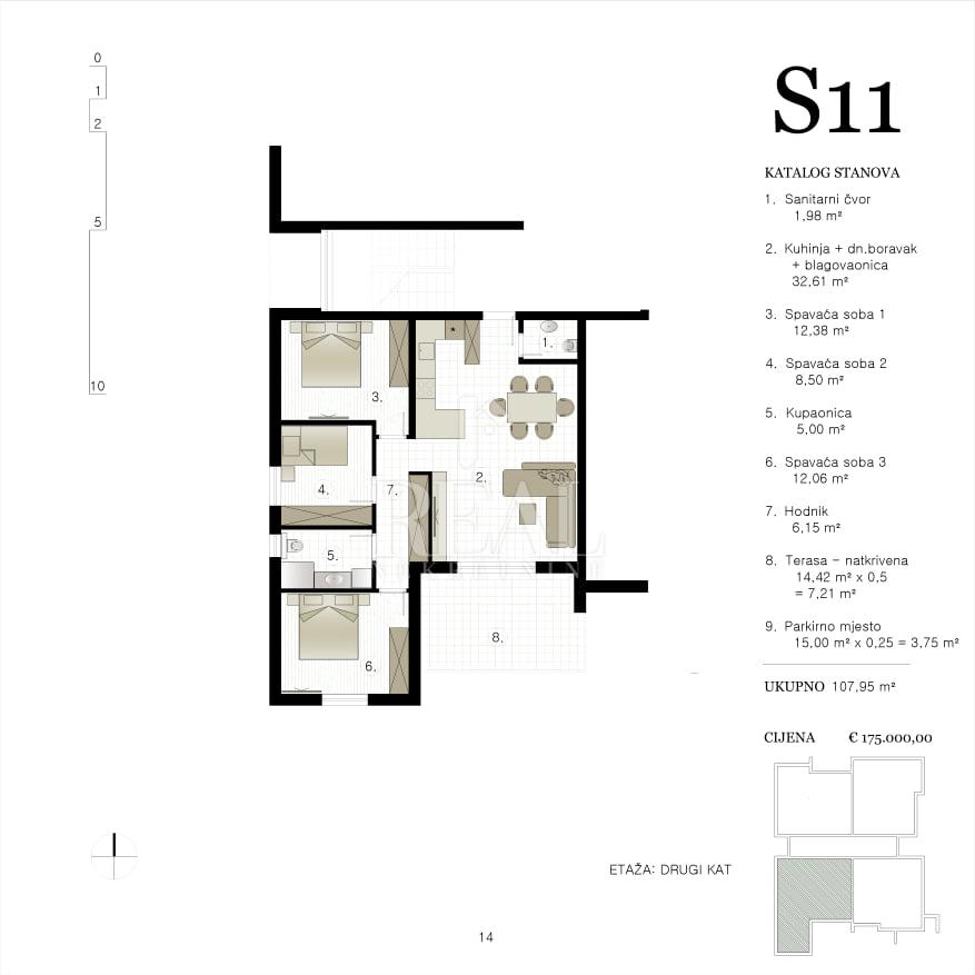 4 rooms, Apartment, 107m², 2 Floor