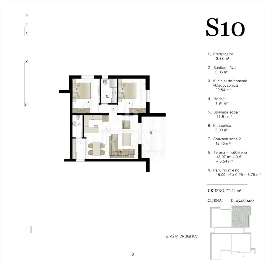 3 rooms, Apartment, 73m², 1 Floor