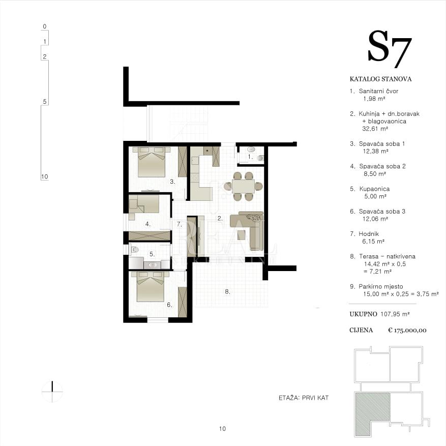 4 rooms, Apartment, 104m², 1 Floor