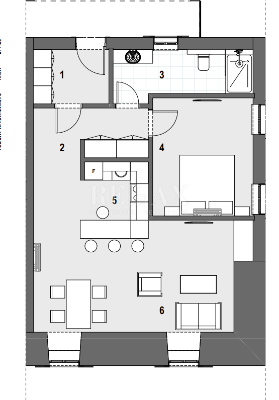 2-locale, Appartamento, 67m², 1 Piano