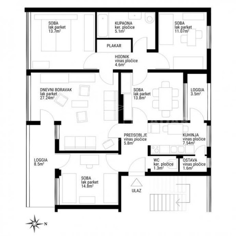 5 rooms, Apartment, 117m², 3 Floor