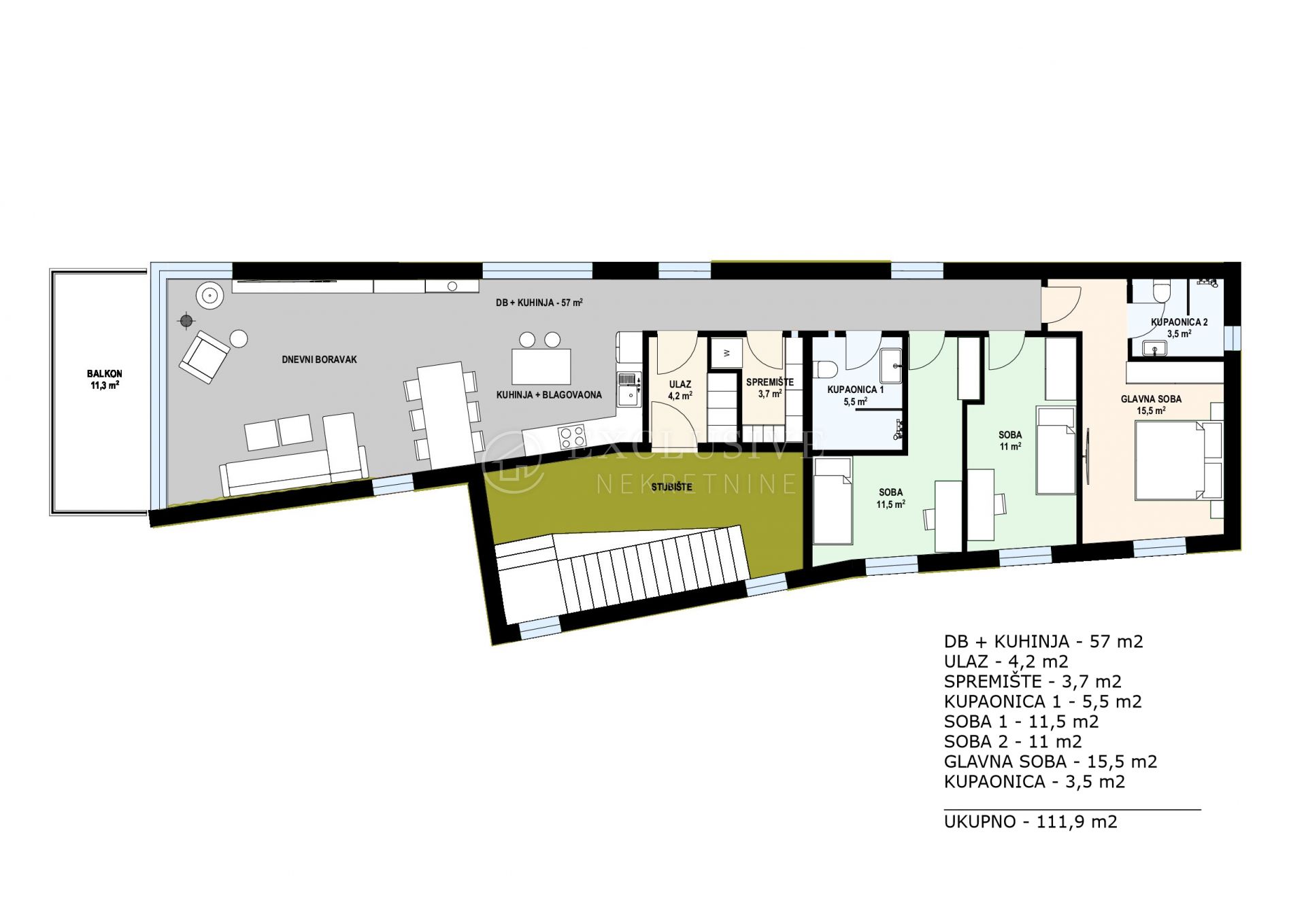 4 rooms, Apartment, 112m², 1 Floor