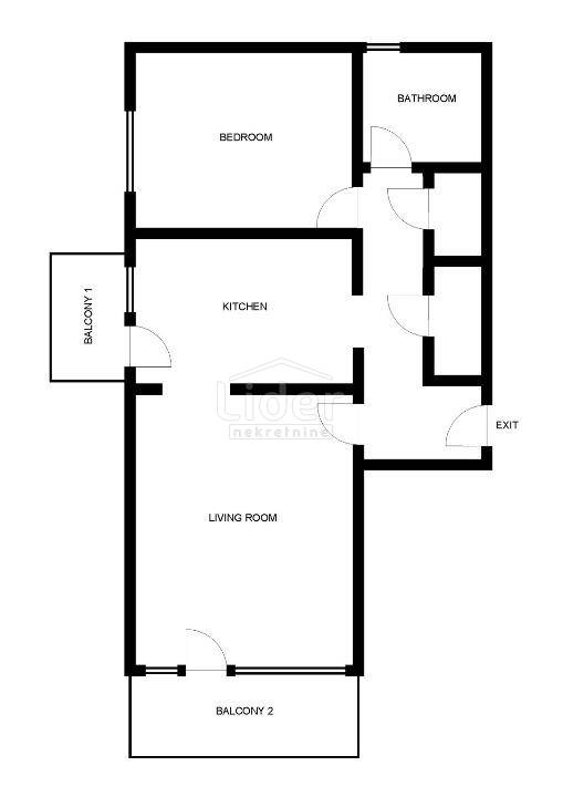 2 rooms, Apartment, 58m², 2 Floor