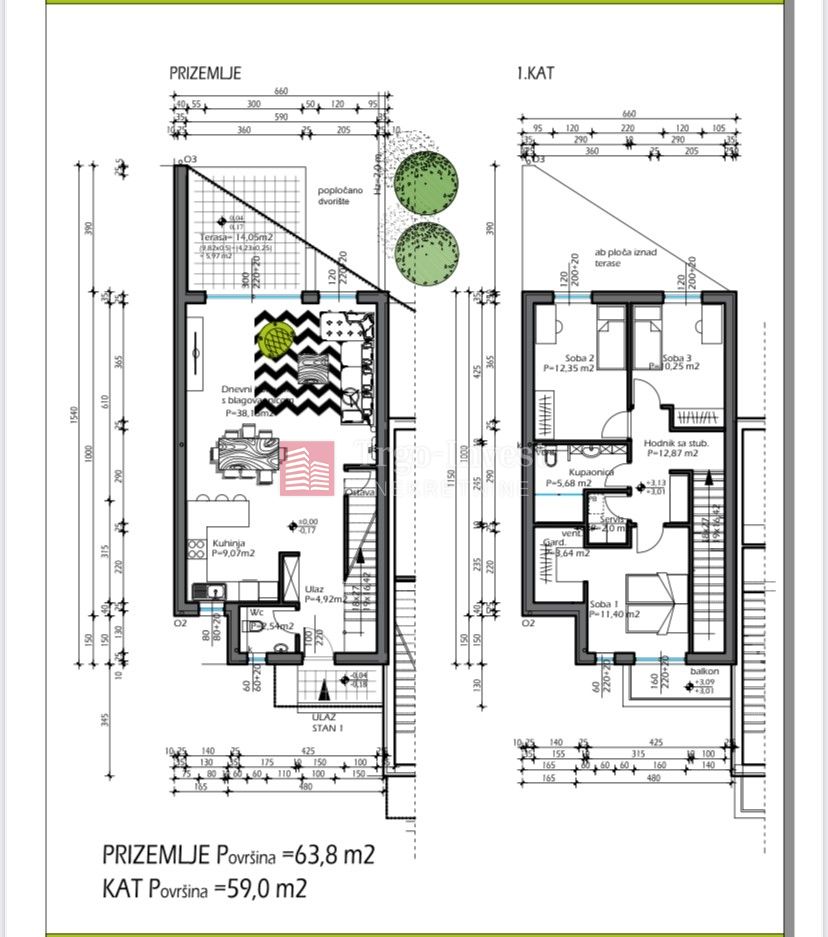 3-Zi., Wohnung, 122m², 1 Etage
