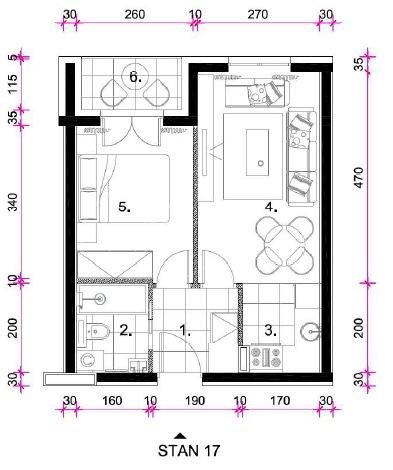 2 rooms, Apartment, 34m², 1 Floor