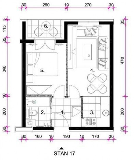 2-Zi., Wohnung, 34m², 1 Etage