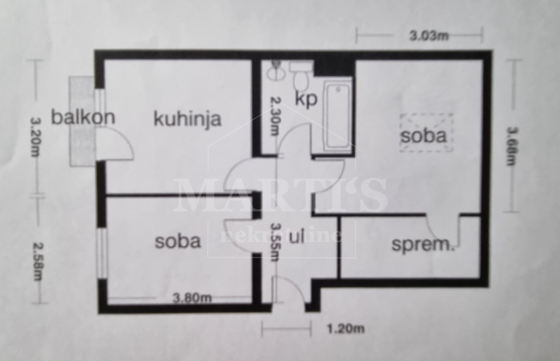2 rooms, Apartment, 45m², 6 Floor