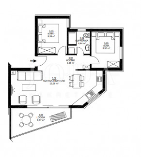 3 rooms, Apartment, 66m², 2 Floor