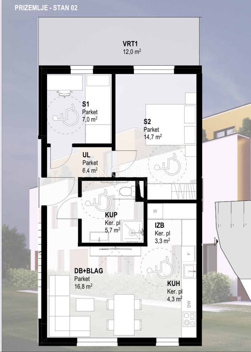 3-Zi., Wohnung, 65m², 1 Etage