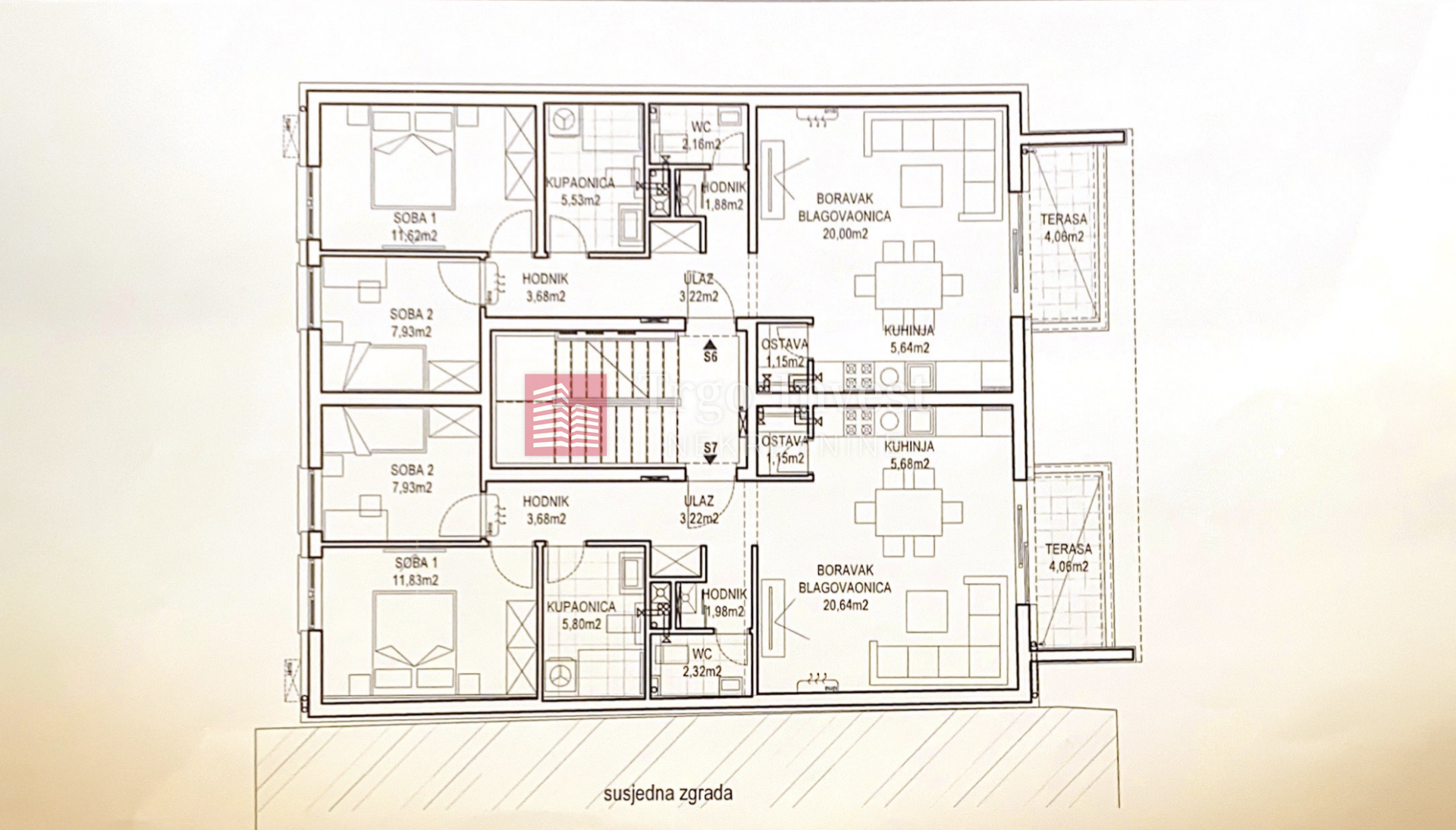 2-locale, Appartamento, 65m², 3 Piano