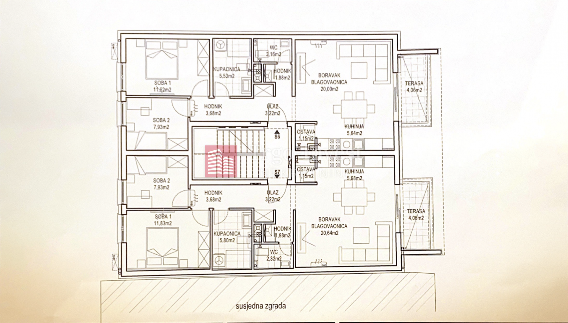 2-Zi., Wohnung, 66m², 3 Etage