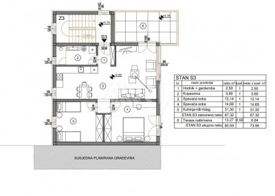 3 rooms, Apartment, 74m², 2 Floor