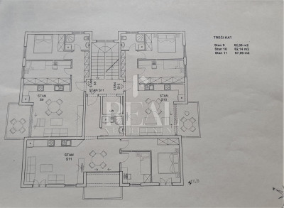 3 rooms, Apartment, 62m², 3 Floor
