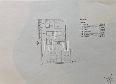 3-locale, Appartamento, 62m², 1 Piano