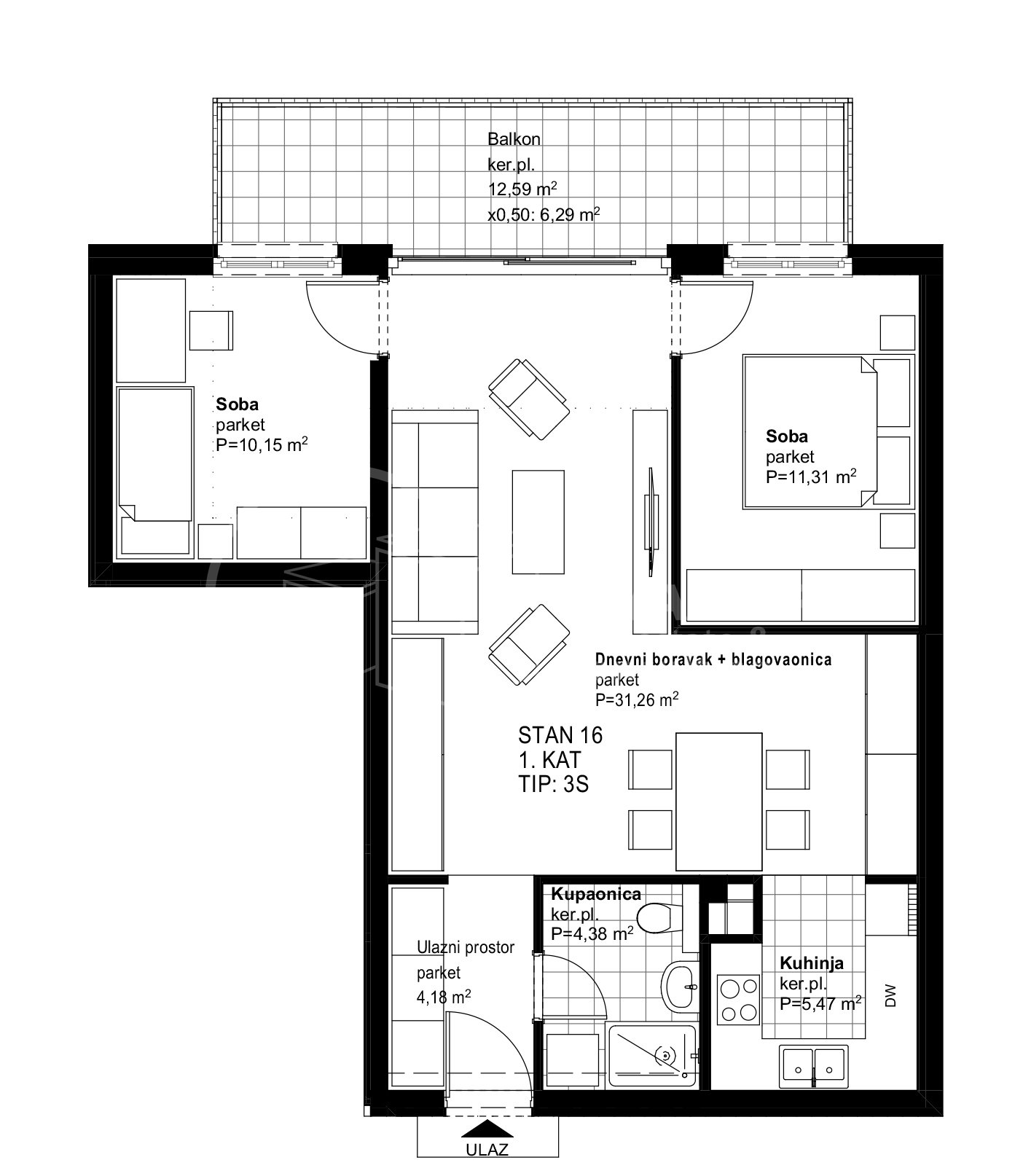 3-Zi., Wohnung, 73m², 1 Etage