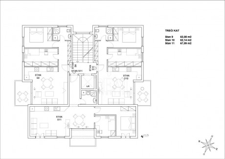 3-Zi., Wohnung, 67m², 3 Etage