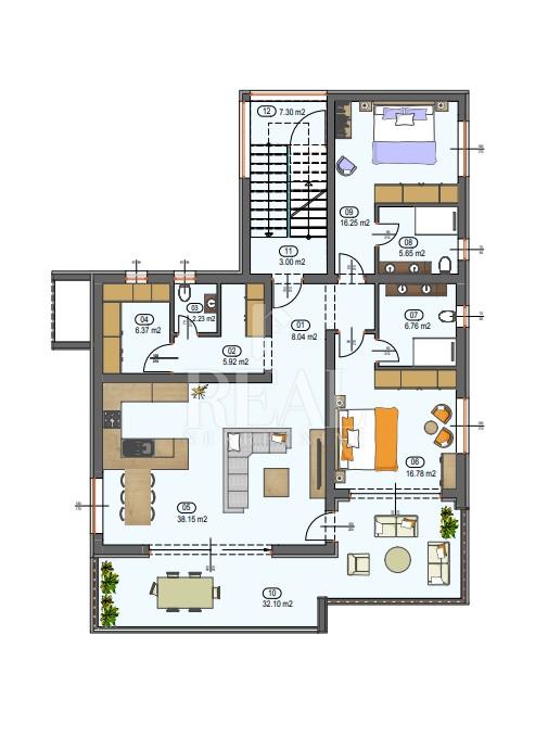 4-locale, Appartamento, 107m², 2 Piano