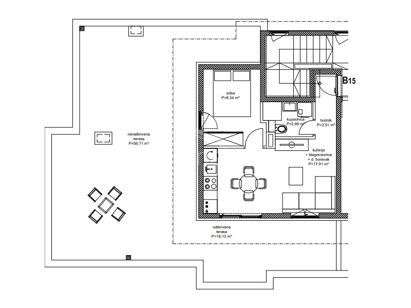 1 rooms, Apartment, 54m², 3 Floor