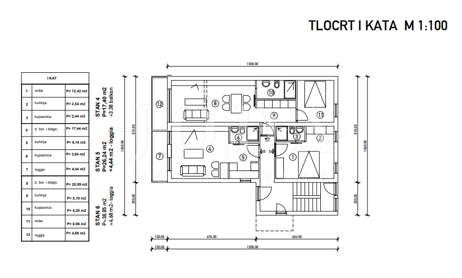 2-locale, Appartamento, 44m², 1 Piano
