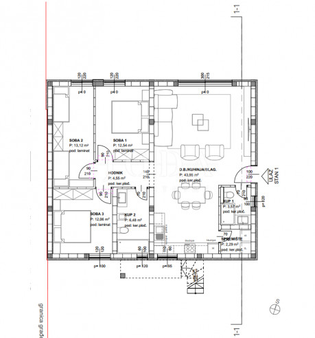 4 rooms, Apartment, 100m², 1 Floor