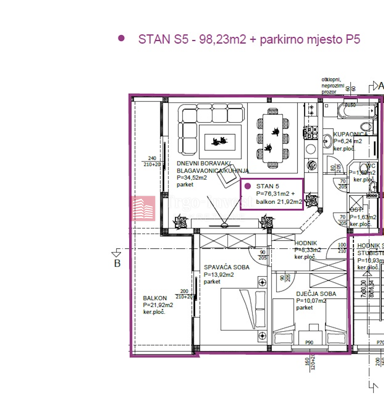 2 rooms, Apartment, 98m², 2 Floor