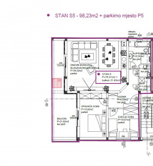 2 rooms, Apartment, 98m², 2 Floor