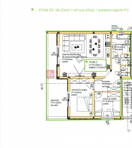 2-Zi., Wohnung, 98m², 1 Etage