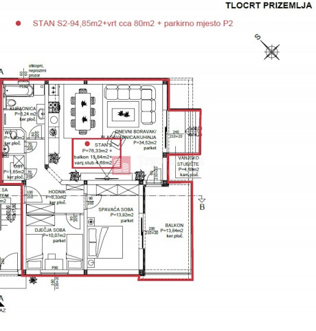 2-Zi., Wohnung, 95m², 1 Etage
