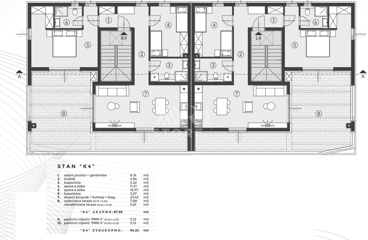 3-locale, Appartamento, 94m², 1 Piano