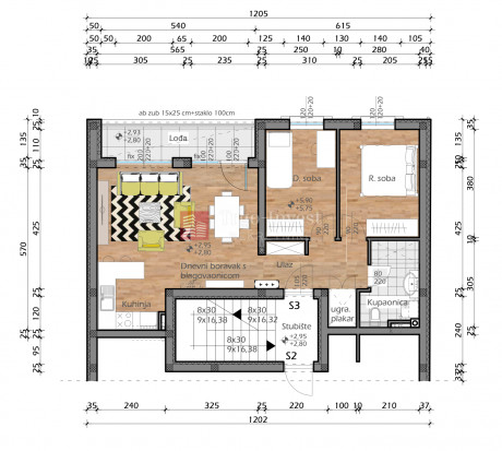 2-Zi., Wohnung, 65m², 1 Etage