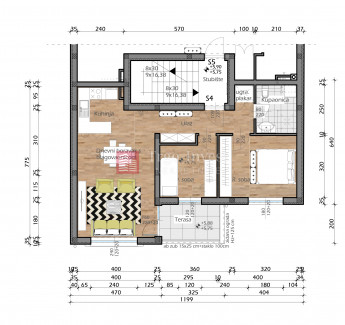 2 rooms, Apartment, 66m², 2 Floor